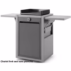 Chariot Forge Adour CHMAF45 en acier peint gris clair et noir mat fermé avec porte en façade pour plancha Modern 45. Type de  ...