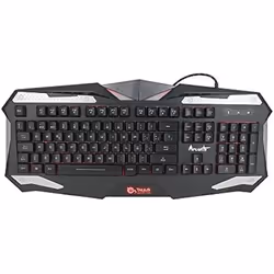 TALIUS Arconte, Avec fil, USB, Clavier à membrane, QWERTY, LED, Noir, Argent