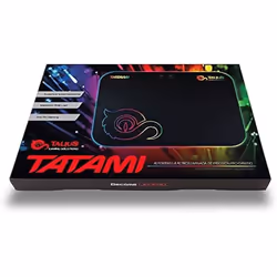 TALIUS Tatami, Noir, Monochromatique, Alimenté par port USB, Rouge/Vert/Bleu, Base antidérapante, Tapis de souris de jeu