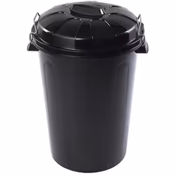 Poubelle noire de 100 litres avec couvercle. -Fabriqué en plastique de haute qualité. -Nettoyage facile. -Couleur noire. -Fer ...
