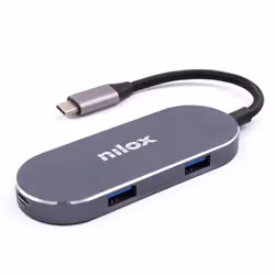 Nilox MINI DOCKING STATION HDMI 3USB PD, Station d'accueil, USB 3.2 Gen 1 (3.1 Gen 1) Type-C, 87 W, Argent, USB, USB Type-C