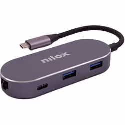 Nilox MINI DOCKING STAT HDMI 3USB PD ETH, USB Type-C, HDMI, RJ-45, USB Type-C, • 1 puerto HDMI (4K, 30 Hz) • 3 puertos USB 3. ...