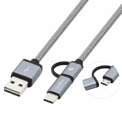 CoolBox COO-CAB-U2MC-GR, 1 m, USB A, USB C/Micro-USB B, USB 2.0, 480 Mbit/s, Gris