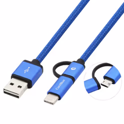 CoolBox COO-CAB-U2MC-BL, 1 m, USB A, USB C/Micro-USB B, USB 2.0, 480 Mbit/s, Bleu