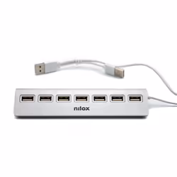 Nilox NXHU7ALU2, USB 2.0, USB 2.0, 480 Mbit/s, Gris, Aluminium, 21 mm
