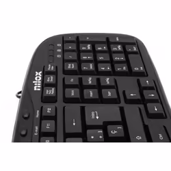 Nilox TECLADO MULTIMEDIA USB ESPANOL clavier Souris incluse QWERTY Espagnole Noir