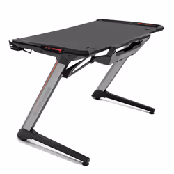 Deep Gaming Mesa Gaming, Droit, Forme rectangulaire, Aluminium, Acier, Jouer, Noir, Jambes en Z