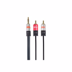 DCU Advance Tecnologic 30701240, 3,5mm, Mâle, 2 x RCA, Mâle, 3 m, Noir, Rouge, Acier inoxydable