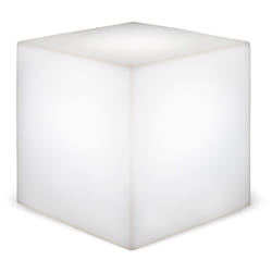 Cuby 32 cm Cube lumineuse décorative très résistante. Charge solaire et lumière led rvb. Fabriqué en Espagne
