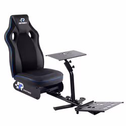 FR-TEC Sprint, Fauteuil de jeu simulateur de course, Noir, Bleu, Charbon, Tissu, Cuir