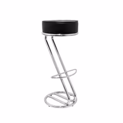 Tabouret de bar - PIQUERAS Y CRESPO - Modèle Honrubia - Chromé - Similicuir noir - Ergonomique