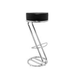 Tabouret de bar - PIQUERAS Y CRESPO - Modèle Honrubia - Chromé - Similicuir noir - Ergonomique