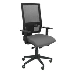 Chaise de bureau ergonomique PIQUERAS Y CRESPO - Modèle Horna - Gris Bali - Dossier haut en maille aérée
