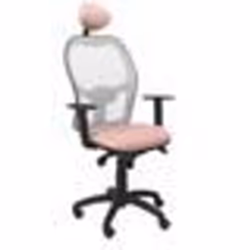 Chaise Jorquera siège en filet gris bali rose pâle avec appui-tête fixe