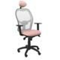 Chaise Jorquera siège en filet gris bali rose pâle avec appui-tête fixe