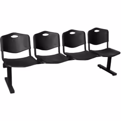PIQUERAS Y CRESPO Banc d'attente à quatre places et structure en fer noir Banc d'attente avec arrêts réglables. Conception ro ...