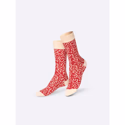 EatMySocks Supreme Salami Unisexe Chaussettes Crew Beige, Rouge 1 paire(s)