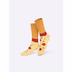 EatMySocks Napoli Pizza Unisexe Chaussettes Crew Beige, Couleur camel, Rouge 1 paire(s)