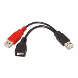 AISENS A101-0030, 0,15 m, 2 x USB A, USB A, USB 2.0, Noir, Rouge