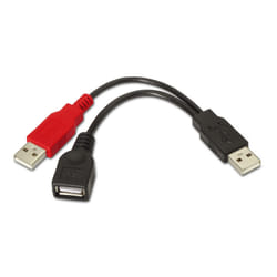 AISENS A101-0030 câble USB 0,15 m USB 2.0 2 x USB A USB A Noir, Rouge