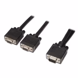 AISENS A113-0081, 0,45 m, VGA (D-Sub), 2 x VGA (D-Sub), Mâle, Femelle, Noir