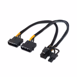 AISENS A131-0165, 0,2 m, PCI-E (6+2 pin), 2 x Molex (4-pin), Mâle, Mâle, Noir