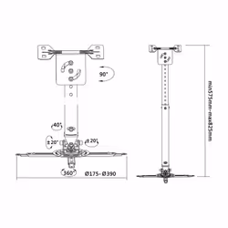 AISENS CP02TSRE-051 support pour projecteurs Plafond Noir - Vue supplémentaire 5