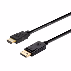 AISENS A125-0364, 2 m, DisplayPort, HDMI, Mâle, Mâle, Or