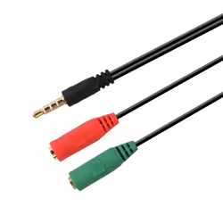 AISENS A128-0354, 3,5mm, Mâle, 2 x 3.5mm, Femelle, 0,2 m, Noir, Vert, Rouge