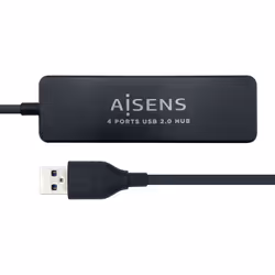 AISENS A104-0402, USB 2.0, USB 2.0, 480 Mbit/s, Noir, 2,5 W, 0,3 m