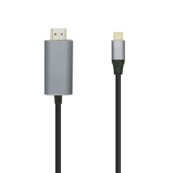 AISENS A109-0392 câble vidéo et adaptateur 0,8 m HDMI Type A (Standard) USB Type-C Aluminium, Noir