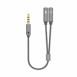 AISENS A128-0415, 3,5mm, Mâle, 2 x 3.5mm, Femelle, 0,25 m, Gris