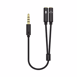 AISENS A128-0416, 3,5mm, Mâle, 2 x 3.5mm, Femelle, 0,25 m, Noir