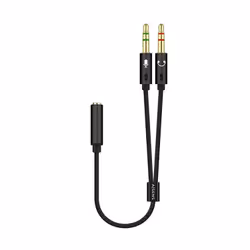 AISENS A128-0418, 2 x 3.5mm, Mâle, 3,5mm, Femelle, 0,25 m, Noir