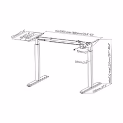 AISENS DF01B-079 Cadre de bureau Electrique 2 pieds Noir - Vue supplémentaire 6