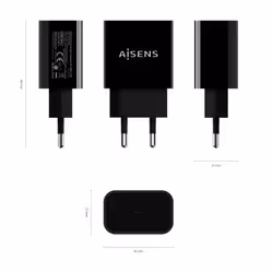 AISENS A110-0538 chargeur d'appareils mobiles Universel Noir Secteur Charge rapide Intérieure