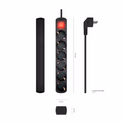 AISENS A154-0536 multiprise 1,4 m 6 sortie(s) CA Intérieure Noir