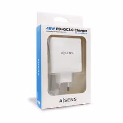 AISENS ASCH-2PD30QC-W chargeur d'appareils mobiles GPS, Manettes de jeu, MP3, MP4, Téléphone portable, Ordinateur portable, Smartphone, Tablette Blanc Secteur Charge rapide Intérieure