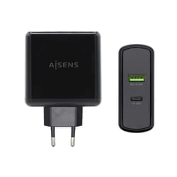 AISENS ASCH-2PD30QC-BK chargeur d'appareils mobiles GPS, Manettes de jeu, MP3, MP4, Téléphone portable, Ordinateur portable, Smartphone, Tablette Noir Secteur Charge rapide Intérieure