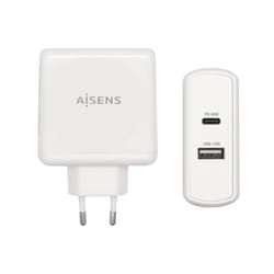 AISENS ASCH-2PD45A-W chargeur d'appareils mobiles GPS, Manettes de jeu, MP3, MP4, Téléphone portable, Ordinateur portable, Smartphone, Tablette Blanc Secteur Charge rapide Intérieure