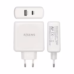 AISENS ASCH-2PD45A-W chargeur d'appareils mobiles GPS, Manettes de jeu, MP3, MP4, Téléphone portable, Ordinateur portable, Smartphone, Tablette Blanc Secteur Charge rapide Intérieure