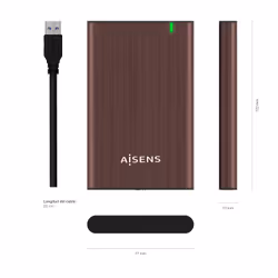 AISENS ASE-2525BWN Boîtier de disques de stockage Boîtier HDD Marron 2.5" - Vue supplémentaire 4