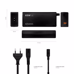 AISENS ASLC-65WAUTO-BK adaptateur de puissance & onduleur Intérieure 65 W Noir - Vue supplémentaire 5
