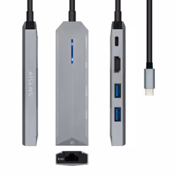 AISENS ASUC-5P003-GR, Avec fil, USB 3.2 Gen 1 (3.1 Gen 1) Type-C, 100 W, 10,100,1000 Mbit/s, Gris, MMC, MicroSD (TransFlash), ...