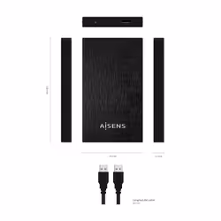 AISENS ASE-2523B Boîtier de disques de stockage Boîtier HDD Noir 2.5"