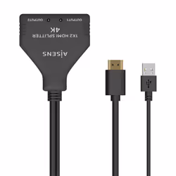 AISENS A123-0654, HDMI, 2x HDMI, 3840 x 2160 pixels, Noir, 4K Ultra HD, 12 bit