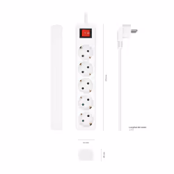 AISENS A154-0651 multiprise 1,4 m 5 sortie(s) CA Intérieure Blanc