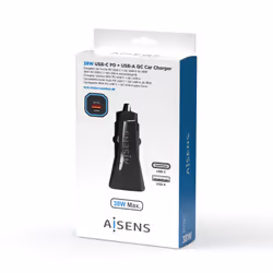AISENS ASCH-CAR2PQC-BK chargeur d'appareils mobiles Universel Noir Allume-cigare Charge rapide Auto