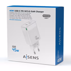 AISENS ASCH-45W2P005-W chargeur d'appareils mobiles Universel Blanc Secteur Charge rapide Intérieure - Vue supplémentaire 4