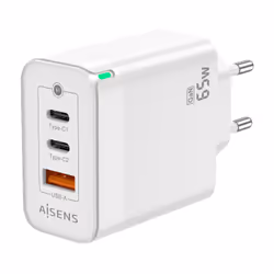 AISENS ASCH-65W3P007-W chargeur d'appareils mobiles Universel Blanc Secteur Charge rapide Intérieure
